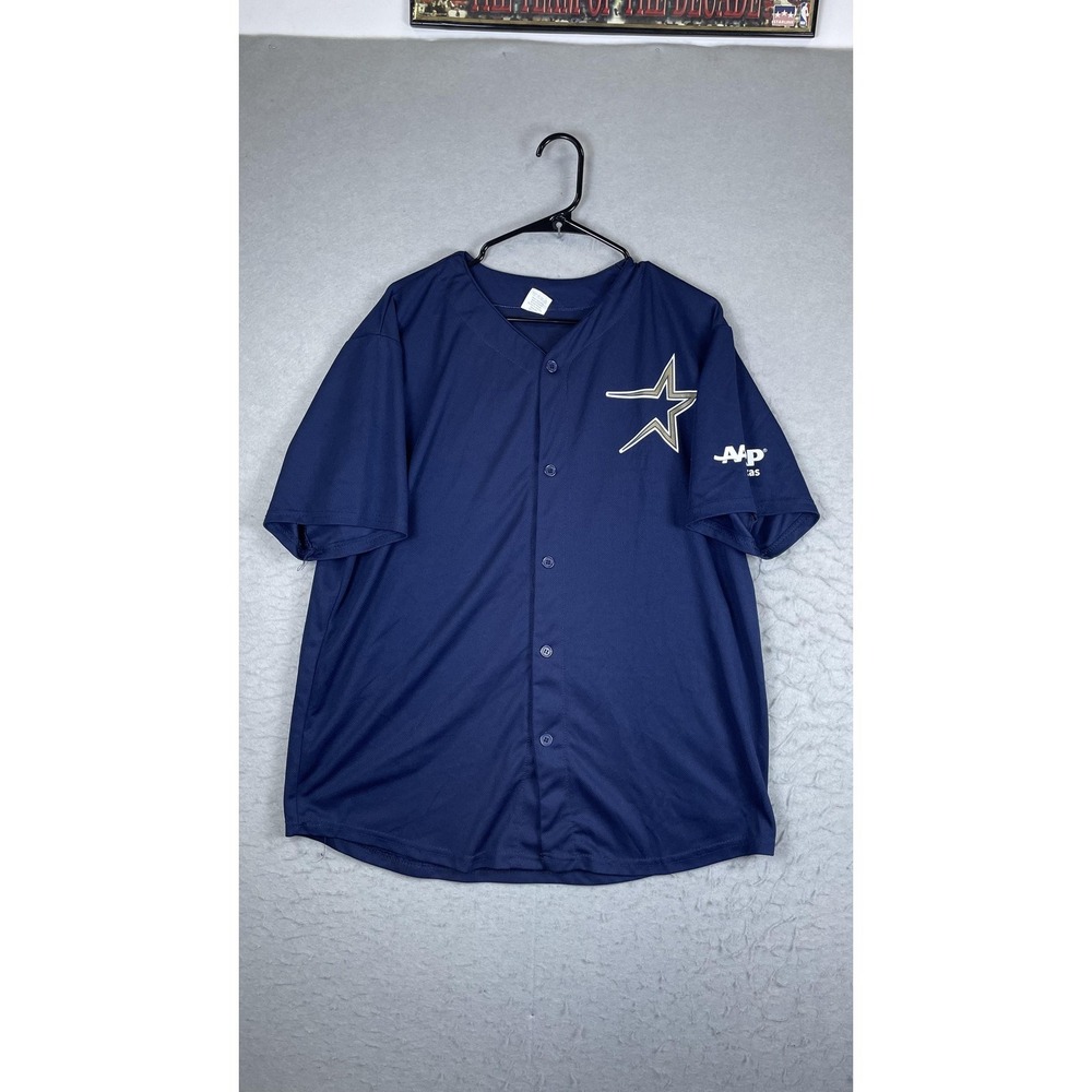 Houston Astros Jersey Mens XL Blue MLB‎ Baseball Tucker 30 AARP Texas Sponsor